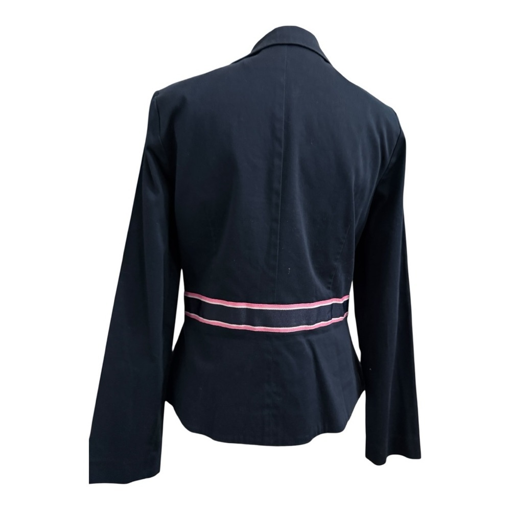 Clues Collection Navy Blazer with Pink Bow Belt 10 Professional Office School - Picture 3 of 5